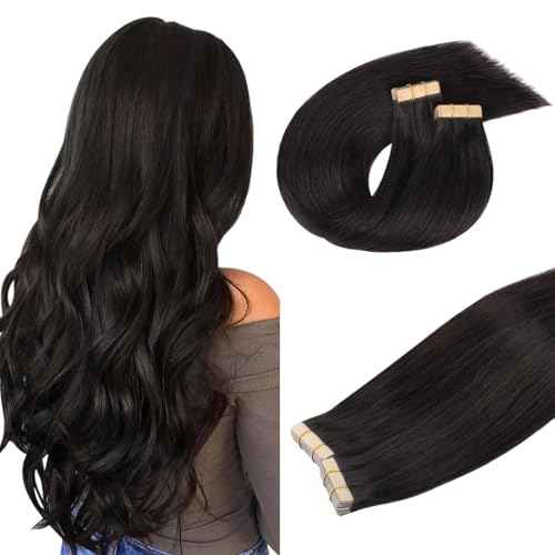 DOORES Human Hair Extensions Tape in, Dark Brown 100g 20 Inch 40pcs, Tape in Hair Extensions Real Hair Straight Natural Hair Skin Weft Hair Extensions