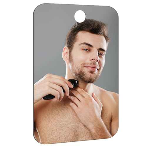 Shower Mirror Fogless for Shaving Anti-Fog Frameless Wall Hanging Makeup,10.63" L x 7.87" W,DimGrey