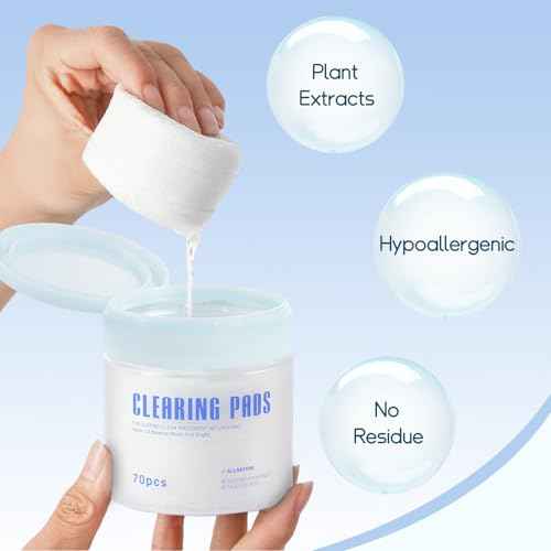Salicylic Acid Toner Pads Face Care, Gentle Pore Shrinking Face Exfoliator Toner Pads, Soothing Skin Care Dual Texture Salicylic Acid Pad, Oil Control Deep Cleansing Facial Cotton (Pack of 70)