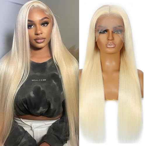 613 13x6 Lace Front Wig Human Hair 200 Density Blonde Wig Human Hair 613 HD Lace Frontal Wigs Human Hair Pre Plucked HD Lace Frontal Wig Straight Glueless (28 Inch)
