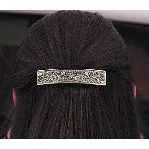 Danforth Wild Rose Hair Barrette ? Handcrafted Pewter Hair Barrettes For Women ? Thick Hair Clips For Women ? ¨ú¡± x 3 ¨ö¡±, Made In USA
