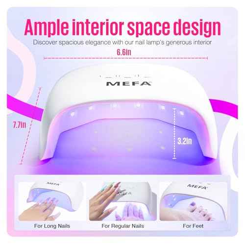 MEFA UV Nail Lamp with UV Gloves, 72W Light for Gel Nails with 21pcs Lamp Beads, 3 Times Dryer for Nail Polish Fast Curing, Professional UPF99+ Gloves for Gel Manicures Gifts for Women