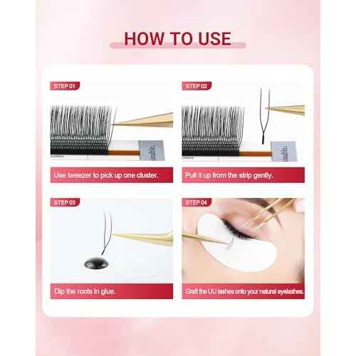 NAGARAKU U Eyelash Extensions Supplies 2D UU Lash Easy Fan Russian Volume Crisscross Eyelashes Handwoven U Shaped Mesh Wispy Clusters 12 Rows Eye Lashes Matte Black - 0.07D Curl 8-15 Mix