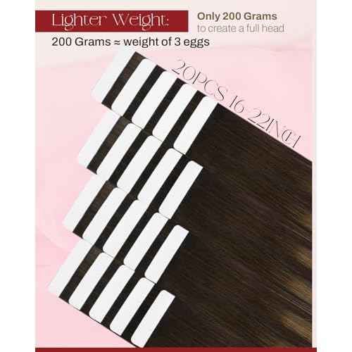 Moresoo Tape in Hair Extensions Human Hair #4/6/613 Brown Ombre Platinum Blonde with Chestnut Brown Silky Straight Remy Hair, Fashion Hair Extensions Real Human Hair Invisible Thick 20pcs 50g 18inch
