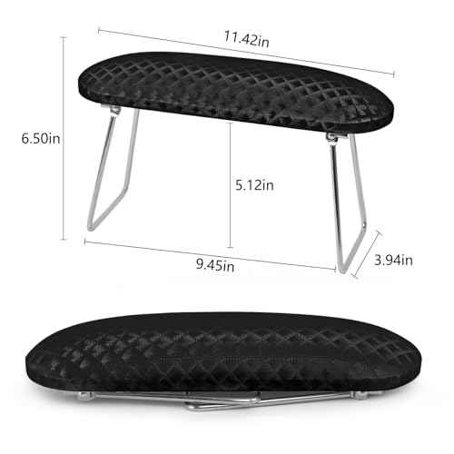 krofaue Nail Arm Rest Cushion, Professional Hand Rest for Nails Tech Black, Microfiber Leather Nail Rest Stand for Acrylic Nails Folding Hand Holder for Nails Pedicure Salon Home Use