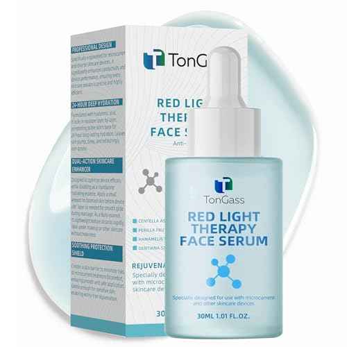 TonGass Red Light Therapy Serum For Face & Neck, Natural Formula Red Light Therapy Activation Serum Fit for Facial Wand - Hyaluronic Acid, Blue Tansy, Aloe Vera, Golden Chamomile