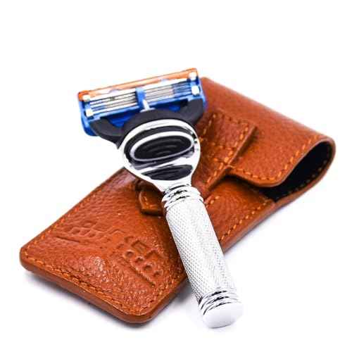 Parker Travel Fusion Safety Razor ? Compact 2.75¡È Fusion-Style Razor with Luxurious Saddle-Leather Sheath & 1 Gillette Fusion Blade, Pocket-Friendly & Durable Design