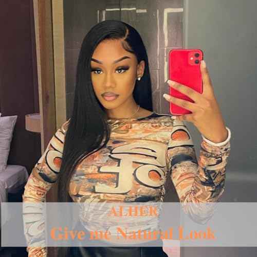 ALHER Small Cap Lace Front Wigs Human Hair Pre Plucked Straight, 13X4 Transparent Lace Frontal Wigs With Baby Hair 150% Density for Black Women, 12A Small Cap Size 21-21.5 Natural Black Wig 18 Inch