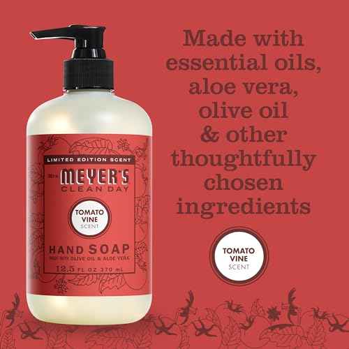 Mrs. MEYER'S Clean Day Liquid Hand Soap, Tomato Vine Scent, 12.5 Ounce Bottle (Pack of 3)