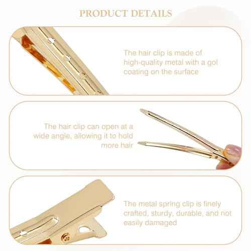 40 Pieces 9cm/3.5" Gold Metal Hair Salon Alligator Hair Styling Clips with Holes Duckbill Hair Sectioning Clips Hair Barrettes Accessories for Women Girls Teens