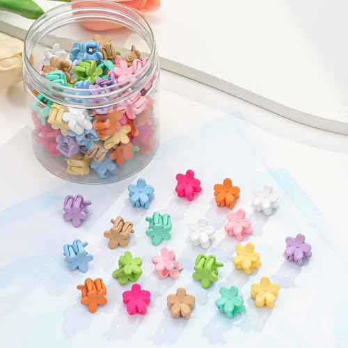 Mini Flower Hair Clips, Baby Hair Clips Mini Claw Clips Cute Jaw Clips Hair Pins Hair Barrettes Toddler Hair Accessories for Women Girls Kids Teens 100Pcs Colorful