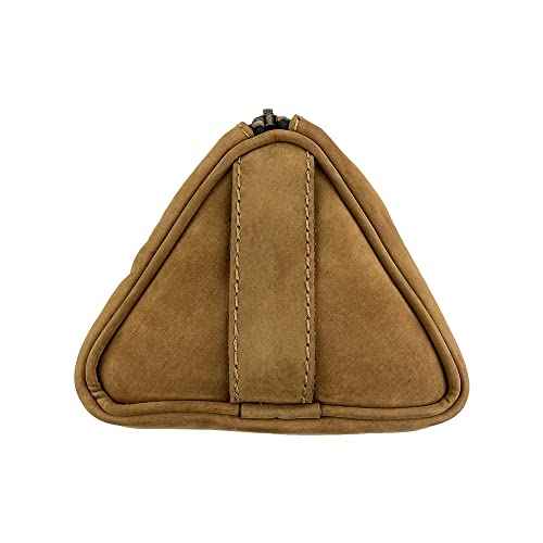 Hide & Drink, Travel Triangular-Shaped Toiletry Bag, Rustic Handbag, Full Grain Leather, Handmade, Old Tobacco