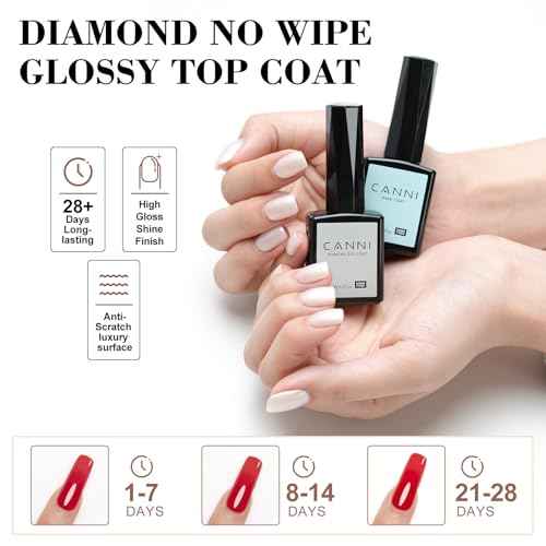 CANNI 2 Pcs 9ml Gel Base Top Coat Gel Polish Set - Shine Finish and Long Lasting, Soak Off LED Nail Lamp Base Top Coat DIY Nail Salon Manicure Gifts for Women