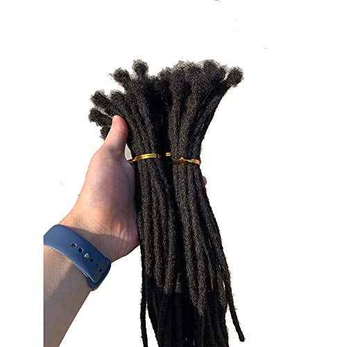 YONNA Human Hair Microlocks Sisterlocks Dreadlocks Extensions 20Locs Full Handmade (Width 0.4cm) 16inch Natural Black #1B