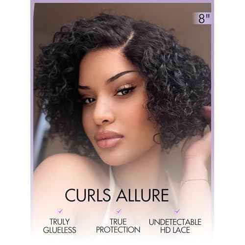 LUVME HAIR Short Curly Wig Human Hair 8 Inch Glueless Wigs Human Hair Pre Cut Lace Closure Undetectable HD Lace Wig