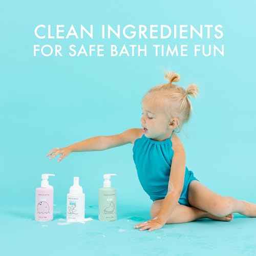 Dabble & Dollop Beachy Bundle, Natural Bubble Bath, Body Wash, Shampoo for Kids, Paraben & Sulfate Free, Vegan, Gluten-Free, Tear-Free, Honeydew Melon, Vanilla & Coconut (Set of 3)