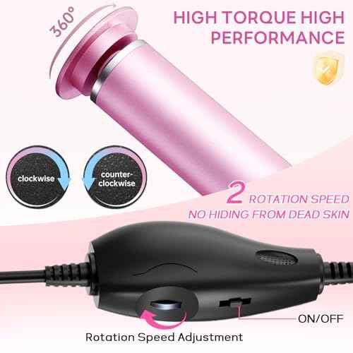 Dermave Electric Foot Callus Remover, 800RPM Electric Foot File Callus Remover for Feet with 60 pcs Sandpaper Discs, Stepless Speed Professional Foot Scrubber Pedicure Tools for Dead Skin and Calluses