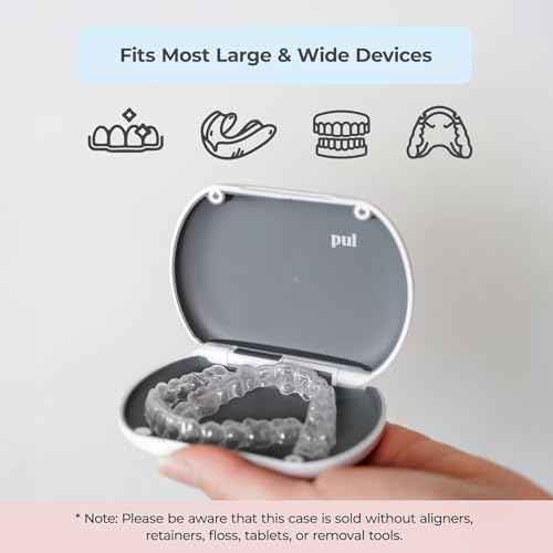 PUL Clear Aligner & Retainer Case ? for Invisalign, Partial Dentures, Mouth & Night Guards, PUL Removal Tool, Dental Removables ? Plastic Holder w/Secure Magnet Closure, Sleek & Slim Design ? Purple