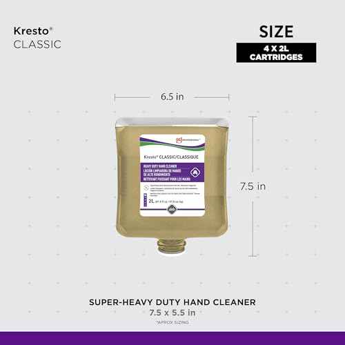 SC Johnson Professional Kresto Classic Industrial Super Heavy Duty Hand Cleaner with Grit, Hand Cleaner and Degreaser, 2 Liters, 4 Count, for Professional Use Only
