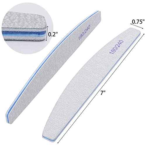 50 Pieces 180/240 Grit Nail Files for Natural Nails, Fingernail Files Double Sided Emery Boards for Nails