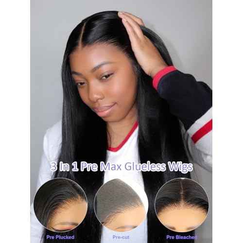 5X7 Wear and Go Glueless Wigs Human Hair Straight Wigs OQ Hair Glueless Wigs Human Hair Pre Cut Lace Front Wigs Human Hair Pre Plucked Beginner Friendly for Women 22Inch