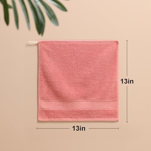 6 Pack 100% Cotton Washcloths Set, Highly Absorbent and Soft Feel Fingertip Towels, 13 x 13 in Quick Dry Face Cloths