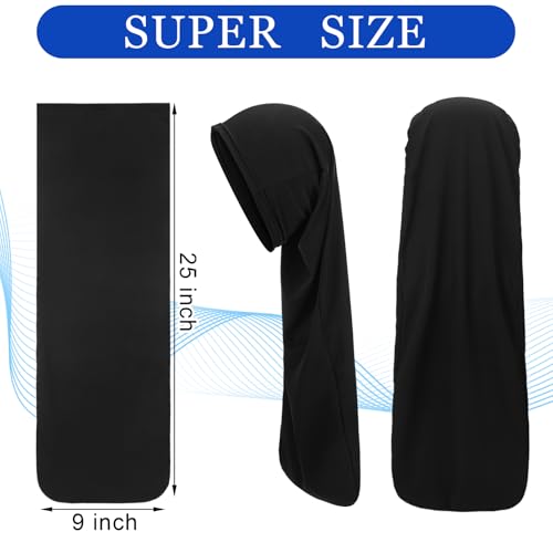 2 Pcs Jumbo Dreadlock Cap Hair Dreads Head Wrap Loc Wraps for Dreads Hair Accessories for Men Women Sleeping(Black,Black,25 Inches)
