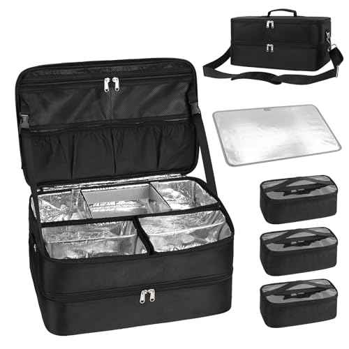 Extra Large Makeup Case, Professional Makeup Train Case for Makeup Artist Traveling Organizer, Double Layer XL Cosmetic Travel Case for Cosmetology with 3 Detachable compartments and 3 Makeup Bags