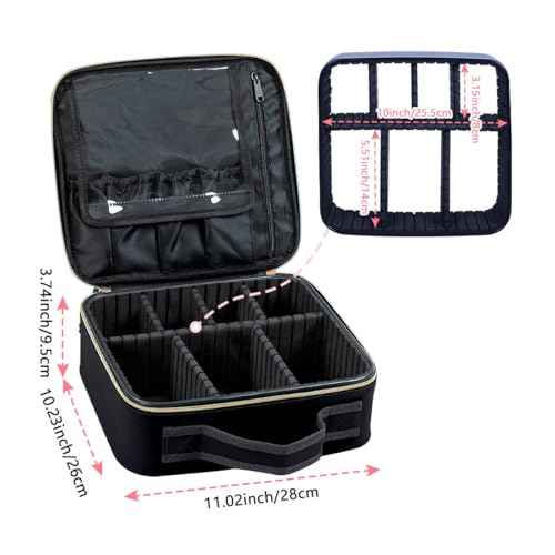 Travel Makeup Bag Organizer Case£¬with Adjustable Dividers Light Portable Storage for Makeup, Brushes, Toiletries, Jewelry, and Digital Accessories-Black