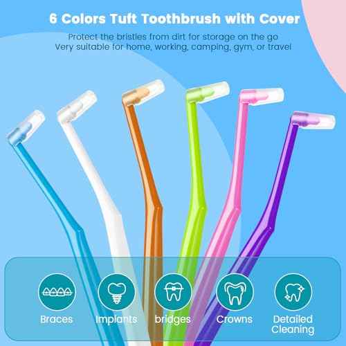 Fregum End Tuft Toothbrush for Orthodontic, Soft Bristles Angled Toothbrush for Braces, Implants, Retainers, Back Teeth, and Wisdom Teeth, 6 Pcs