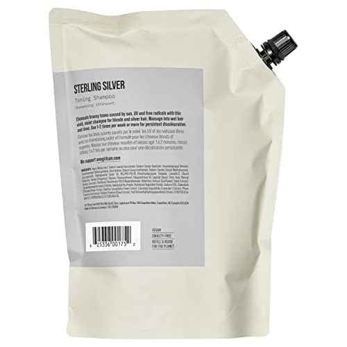 AG Care Sterling Silver Purple Toning Shampoo - Grey and Blonde Shampoo to Remove Brassiness and Yellow Tones, 33.8 Fl Oz Refill Pouch