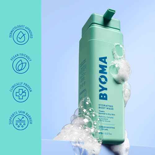 BYOMA Hydrating Body Wash - For Normal to Dry Skin - Hydrating, Creamy Body Wash with Squalane, Beta Glucan - Cleanses, Softens & Soothes - Skin Barrier Repair - 16.9 fl oz