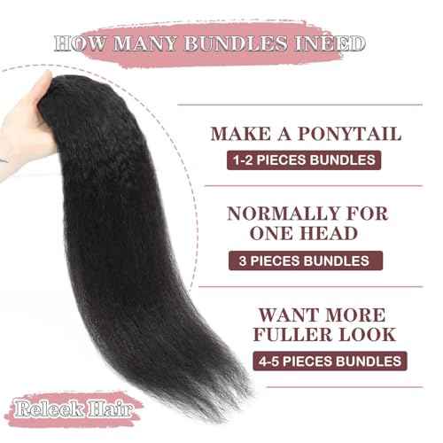 4 Bundles Kinky Straight 18 20 22 24 Inch Human Hair Yaki Straight Bundles 100% Unprocessed Weave Raw Hair 12A Brazilian Virgin Kinkystraight Natural Color Hair Extensions