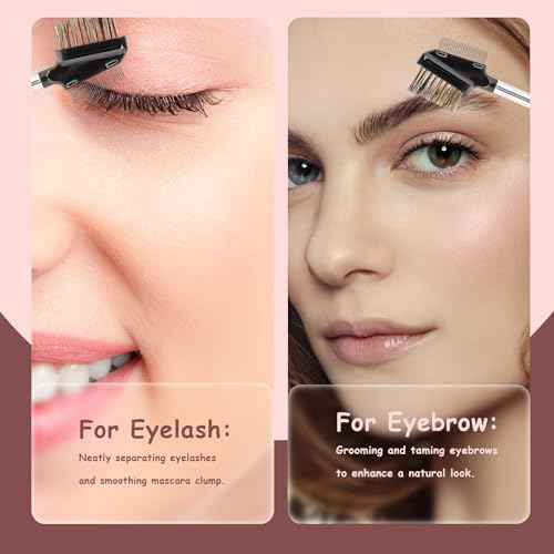 1 Pcs Eyebrow Brush, Metal Eyelash Comb, Resuable Dual Eyebrow Comb, Eye Brow Makeup Brush Eye Lash Comb for Eyelashes Extension (Bristles)