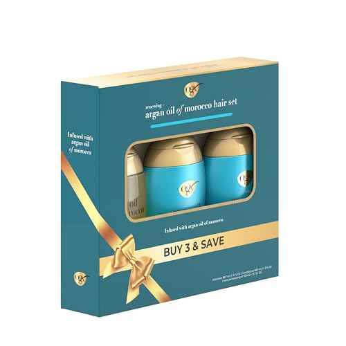 OGX¢ç Renewing + Argan Oil of Morocco Travel Size Hair Care Set, Damage Repairing Shampoo & Conditioner, 2x 3 fl. oz, & OGX¢ç Extra Penetrating Hair Oil Treatment, 3.3 fl. oz, 3 Items