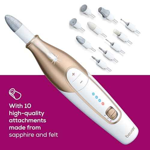 Beurer MP64 Nail Drill Kit, Cordless Electric Nail File with 10 Attachments and LED Light, Electric Manicure Set with Adjustable Speed, E-File for Manicure and Pedicure, with Storage Case