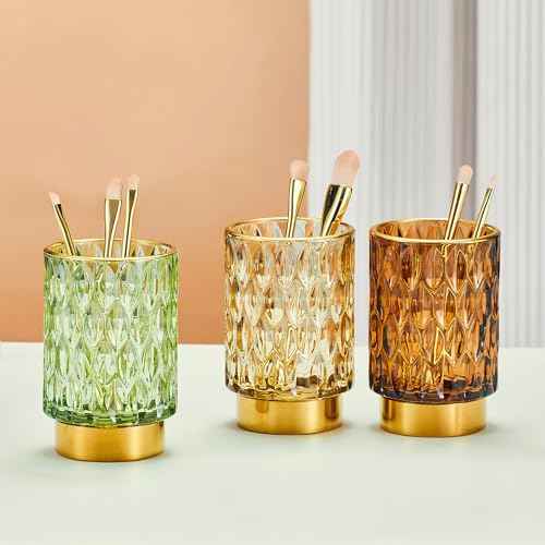 Makeup Brush Holder Organizer,Toothbrush Holders,Desk Pen Pencil Holder,Multifunctional Vintage Glass Brush Cup£¨A39-5-US£©