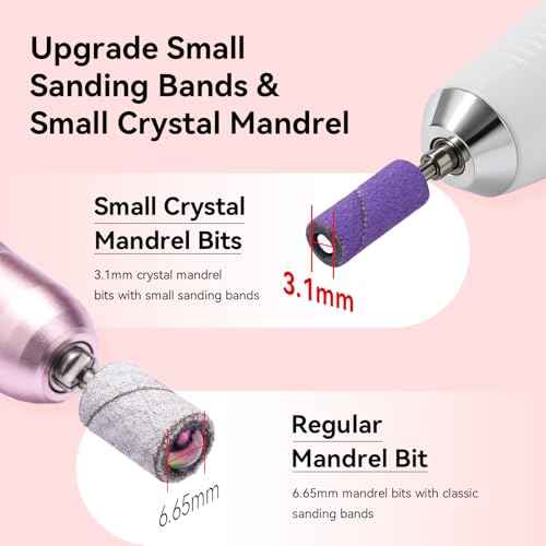 Makartt Nail Drill Bits Sanding Bands - for Nail Drill 100 Pcs 4 Color Coarse Fine 80/120/180/240 Grit File Small Sanding Band with 3.1mm Mini Mandrel Nail Bit Set for Acrylic Nails Gel