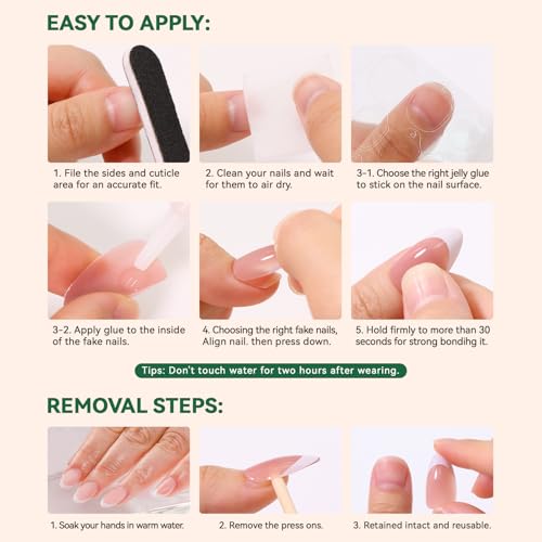Christmas Press On Nails Medium-Reusable Almond Fake Nails with 3D Bow Pearl Snowflakes Xmas Tree Designs Red French Tips Nails Glitter Winter Xmas Nails Press On for Women Girls,30 Pcs