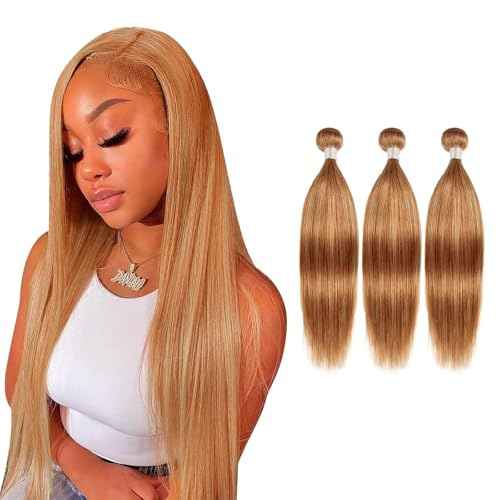 Bundles Human Hair 10 12 14 Inch P27/30 Straight Wave Human Hair Bundles Unprocessed Brazilian Virgin Hair Double Weft Quick Weave for Black Women