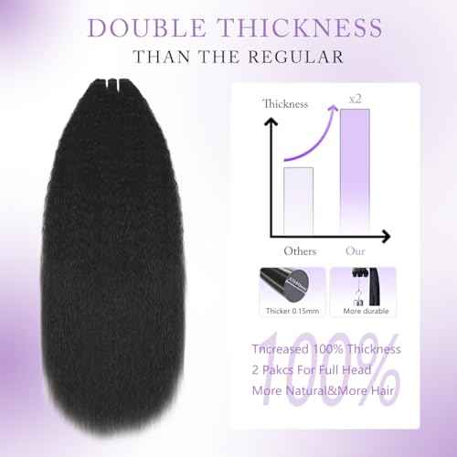 Kinky Straight Clip in Hair Extensions Real Human Hair 14Inch 8Pcs 120g Double Weft Kinky Curly Clip Ins Full Head 100% Unprocessed Brazilian Virgin Hair Extensions for Women Natural Black