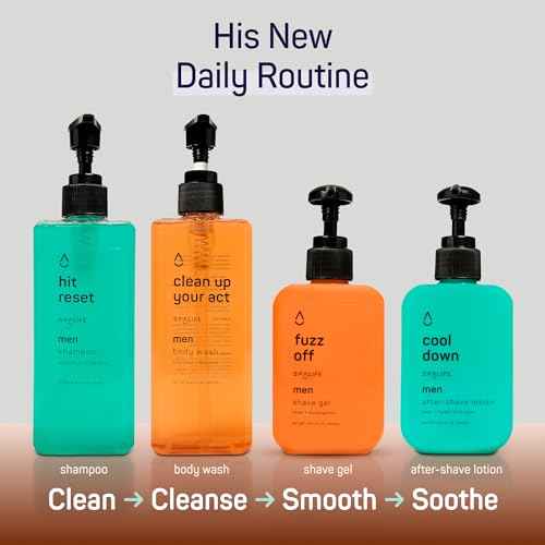 SpaLife Mens Body Wash Gift Set w/ Body Wash, Shave Gel, After-Shave Gel, Shampoo | Mens Skin Care Gift Set | Skincare Christmas Gifts for Men | Gifts for Men | Men's Skincare | 4-Piece