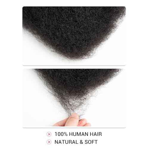 REBECCA FASHION Afro Kinky Bulk Human Hair 50g/Pack Braiding Hair for Dreadlock Extensions, Loc Repair, Afro Kinky Curly Human Hair Bulk for Twist 22 Inch Natural Black Color