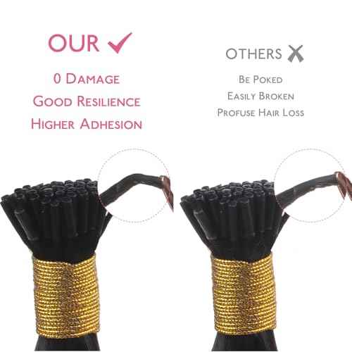 WENNALIFE I Tip Hair Extensions Human Hair, 50g 50s 24 Inch Ash Blonde Highlighted Platinum Blonde Remy Itip Human Hair Extensions Invisible Itips Straight I Tips Fusion Extensions Real Human Hair