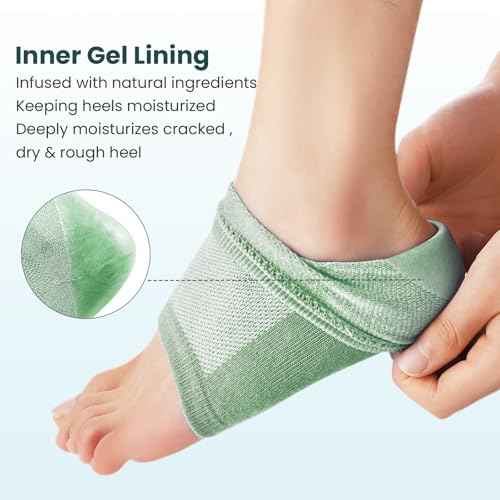 Moisturizing Heel Socks for Cracked Heel Treatment - Promifun 2 Pairs Moisturizer Socks - Heel Socks for Dry Cracked Feet - Cracked Heel Repair - Heel Socks for Women & Men (Green)