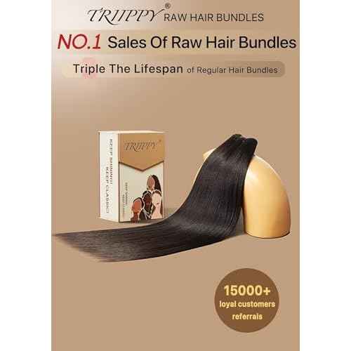 TRIIPPY Yaki Straight Human Hair Bundles,100% Raw Cambodian Hair Sew In Weave Single Bundle,Triple The Lifespan Over Regular Virgin Hair Bundle,No.1 Raw Hair Brand On Amazon(22 Inch,Natural Color)