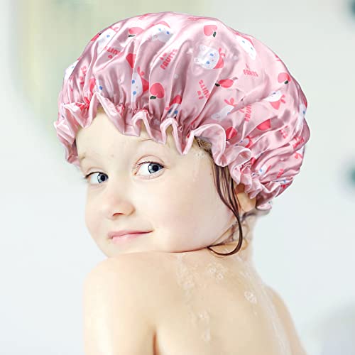 G2PLUS Toddler Shower Cap, 2 PCS Funny Cute Cartoon Bath Hat Waterproof Shower Bath Caps for Boys or Girls (Purple)