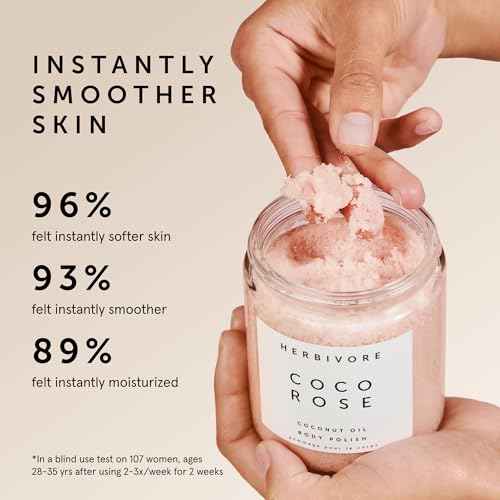 HERBIVORE Coco Rose Coconut Oil Body Polish | Exfoliating Body Scrub with Shea Butter | Smooths & Softens Skin, Plant-Based, Vegan, for All Skin Types