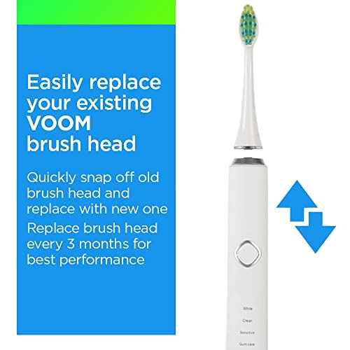 Voom Sonic Pro 7 Series Replacement Brush Heads Advanced Bristle Technology Soft Dupont Nylon Bristles Oral Care - White - 6 Count (Pack of 1)