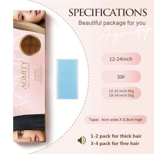 Tape in Hair Extensions Human Hair 18 inches 20pcs 50g/pack Dark Auburn Weft Skin Invisible Thick Seamless Tape in Hair Extensions Human Hair(18 inches #33 Dark Auburn)